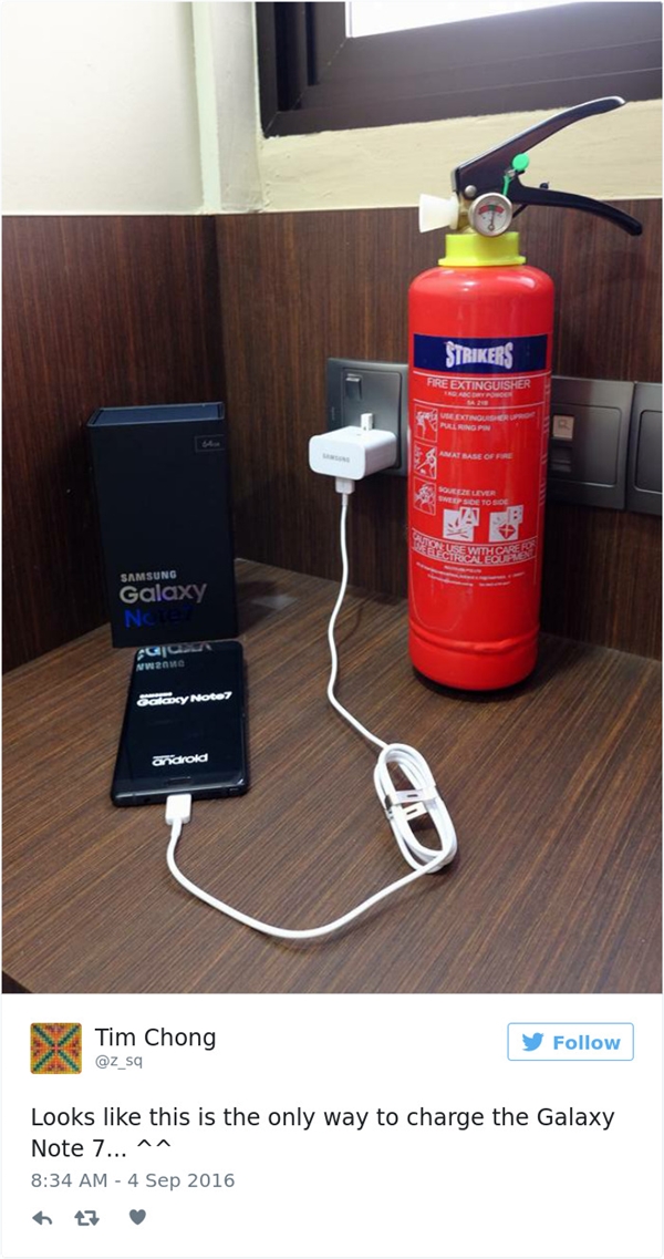 Note 7电池爆炸后 全球网友都不淡定了……