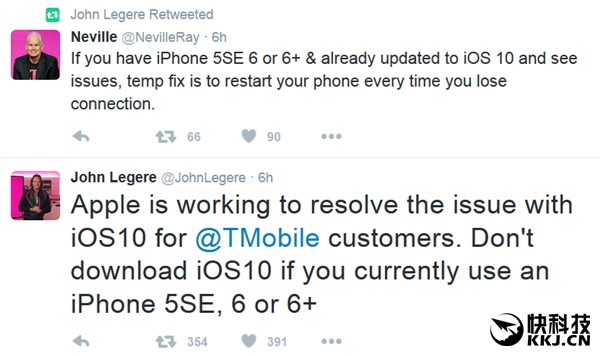 美国运营商封杀iOS 10升级：iPhone 6SE升级后无服务